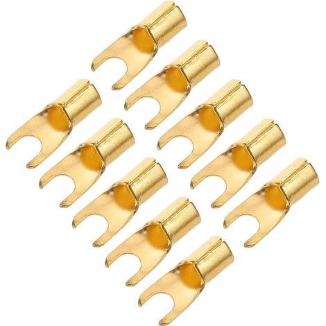 Lot de 10 eurs à Fourche en Laiton pour Haut-Parleur de Voiture Bornes à Fourche Audio Compatibles Systèmes Audio Automobiles Connexion Rapide pour Caisson de Basses et (1/5)