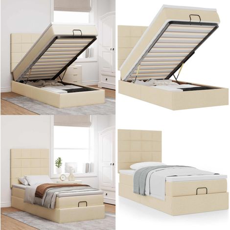 vidaXL Ottoman-Bett mit Matratze Creme 80x200 cm Stoff (1/5)