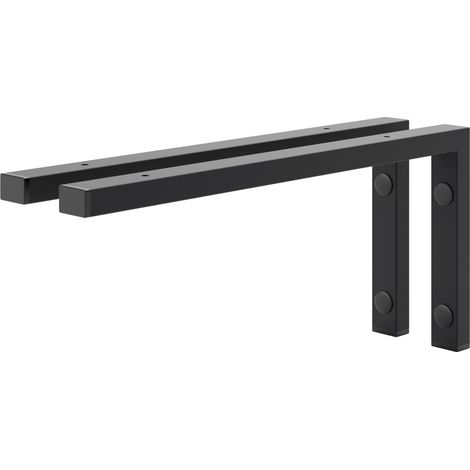 Holzbrink 2x Wandkonsole Schwarz für Waschtisch, 450x200 mm Modell L