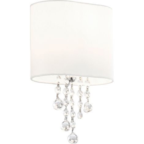 NINA  - 1LT Applique murale chrome, Cristal clair, abatjour textile blanc E14 max 60w (1/5)