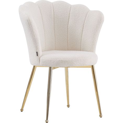 Lot de 2 chaises NYMPHEA pieds Gold assise Velours Blanc Doudou (1/5)