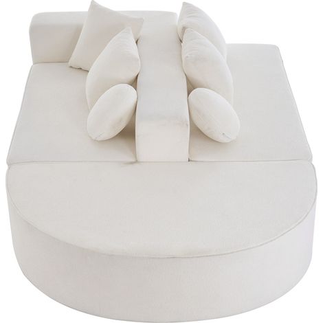 Weißes modulares Sofa aus Chenille, ohne Montage, mit Schaumstoffstruktur, 263x171x66 cm (1/5)