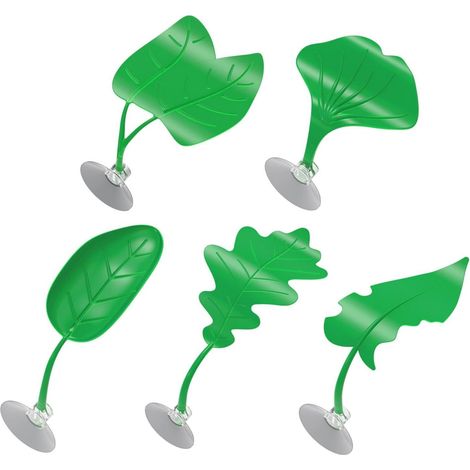 Décoration pour Aquarium Feuillage Artificiel pour Aquarium Set de 5 pour Aquarium Terrarium Pour Grenouille, Lézard, Gecko, Petit Animal, Aquarium Eau Douce et Eau (1/5)