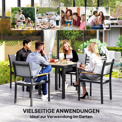 Table de jardin en plastique 78x78x74 cm, résistante aux intempéries, cadre en aluminium, table de buffet et de camping pour 4 personnes, table de terrasse et de balcon, table de repas extérieure pour (1/5)