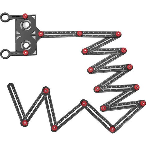 Règle de mesure multi-angles, gabarit de perçage pour carrelage céramique à 16 sections, outil de mesure d'angle en alliage d'aluminium avec marqueur de trous (1/5)