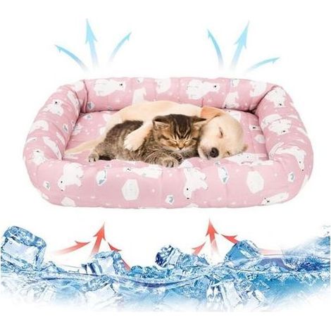 Kühlmatte für Katzen und kleine Hunde, selbstkühlende Eismatte, ungiftig, strapazierfähig, für Haustiere wie Katzen, Hamster, Chinchillas und Meerschweinchen, rosa, 55 x 43 cm (1/5)