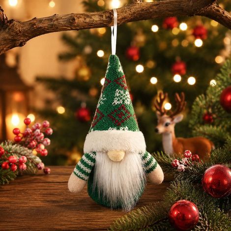 Décorations de Noël, figurines de nains, Rudolph, figurines de vieil homme sans visage, décorations pour sapin de Noël