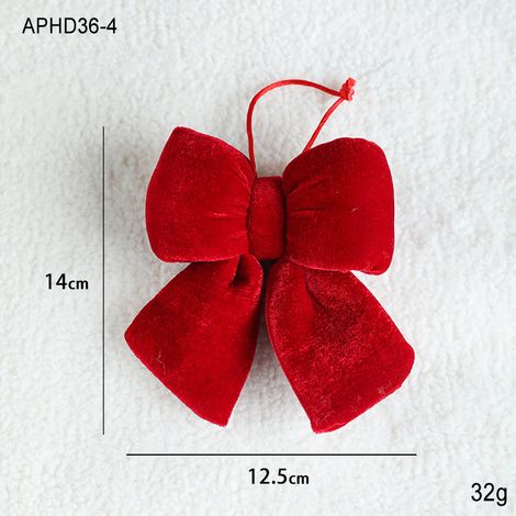 Décoration de Noël / Nœud papillon petit modèle en velours rouge melon avec cordon de suspension (1/2)