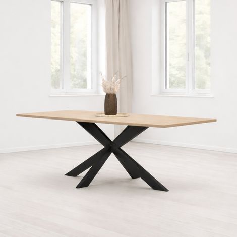 Table à manger moderne pied central coloris beige 180cm EROS (1/4)