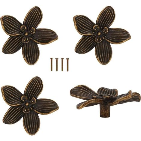 Boutons de tiroir en forme fleur, meuble, poignées commode, porte (1/5)