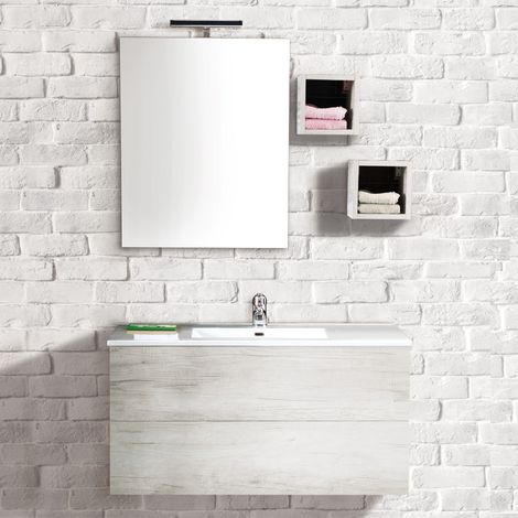 Mobile Bagno Sospeso 100 con cassetti e lavabo da incasso KLARA (1/2)