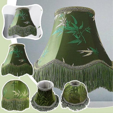 Abat-jour vert élégant avec bordure, abat-jour victorien vintage, abat-jour rétro pour lampe de table, style européen. (1/5)