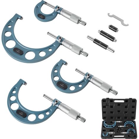 Micromètre Extérieur 0-1 pouce 1-2 pouces 2-3 pouces 3-4 pouces Micromètre de Précision 0,0001 pouce 0,0002 pouce pour Machiniste Travail de Métaux Ingénierie, 4 PCS avec Coffret de Protection (1/5)