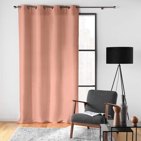 Rideau Uni à Œillets "Soline" 140x260cm Rose Blush (1/5)