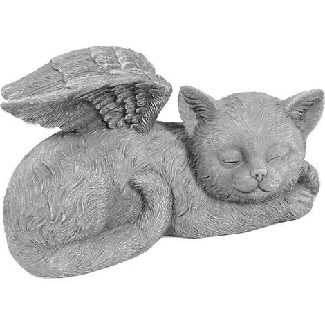 Statue commémorative pour animal de compagnie en résine, sculpture d'ange endormi pour jardin, ornement de tombe pour animal de compagnie, chat ange (1/5)