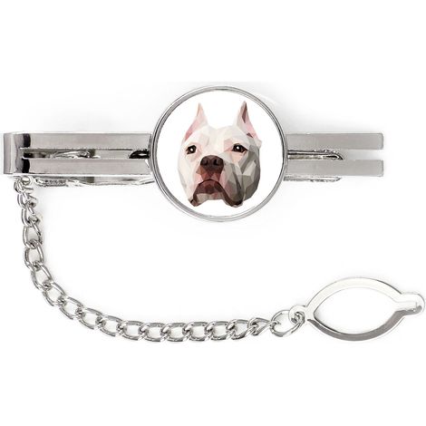 American Pit Bull Terrier, Pit Bull, American Pit Bull Terrier, Pitbul, apbt - clip de corbata geométrico con una foto e inscripción Art-Dog (1/4)