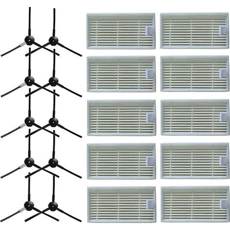 10 spazzole laterali + 10 filtri HEPA per aspirapolvere robot Lidl SilverCrest SSR 3000 A1 (1/5)