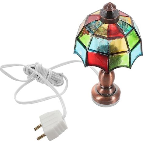 Mini lampe de table pour maison de poupée, bande lumineuse LED rétro, échelle 1:12, compatible avec les accessoires de maison de poupée, mini lampe décorative. (1/5)