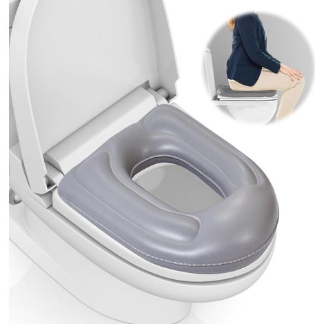 1 Coussin de siège de toilette, PVC épais, hauteur réglable, 4 ventouses, adultes seniors (1/5)