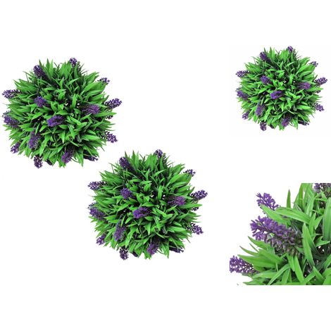 Kunstpflanzen - Living Buchsbaumkugel mit Lavendel 2 Stk. Künstlich 28 cm (1/3)