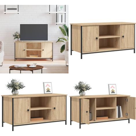 TV-Schrank Sonoma-Eiche 100x40x50 cm Holzwerkstoff - TV-Schrank, TV-Schränke, TV-Ständer, TV-Möbel, Schrank, Sideboard, Medienschrank, HiFi-Schrank, Beistellschrank, TV-Konsole, Stereoschrank, Lowboar (1/5)