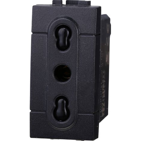 Modulo presa bipasso serie Space, nero, 16A, compatibile con serie BTicino Living - Ettroit LN2001