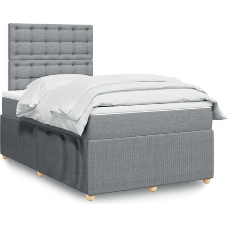 Boxspringbett mit Matratze Hellgrau 120x190 cm Stoff (1/5)