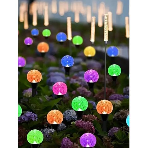 20 LED-Solar-Lichterketten, Kristallkugel-Gartenwegleuchten mit Bodenfassung, dekorative LED-Solarleuchten für den Außenbereich, geeignet für Gärten, Camping, Weihnachten, Hochzeiten, Partys, Geburtst