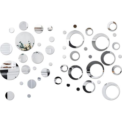 50 Pièces Miroirs Ronds Autocollants Stickers Miroir Acrylique (1/5)