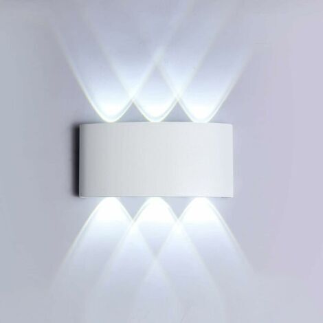 BUNTHAUS Applique Murale LED 6W, Lumière Blanche Froide 6000K, Applique Murale Étanche IP65, Chambre Couloir Salon Escalier Hôtel Bar Lumière Décorative, Blanc