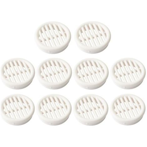 10x Grille de ventilation aération ronde plastique diamètre encastrement 54.5mm hauteur 11.5mm cache protection plafond mur menuiserie, blanc (1/4)