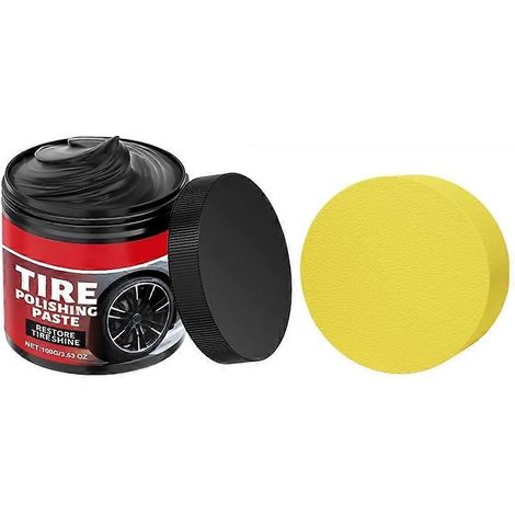 Pâte à polir pneus avec applicateur éponge produit de polissage jantes automobiles : brillance imperméabilisation (1/5)