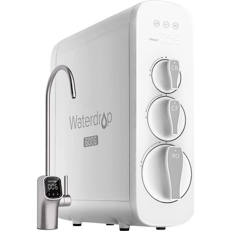 Waterdrop G3P600 Sistema a osmosi inversa, certificato NSF/ANSI 58 e 372, sotto il lavello, riduzione dei TDS, 600 GPD, 2:1 da puro a scarico, rubinetto LED intelligente