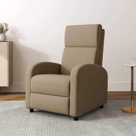 Fauteuil relax inclinable manuellement à 160° avec repose-pieds en tissu. Beige. (1/5)