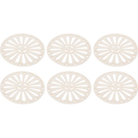 Lot de 6 dessous de verre ronds épais et isolants pour la cuisine et la maison, beige (1/5)