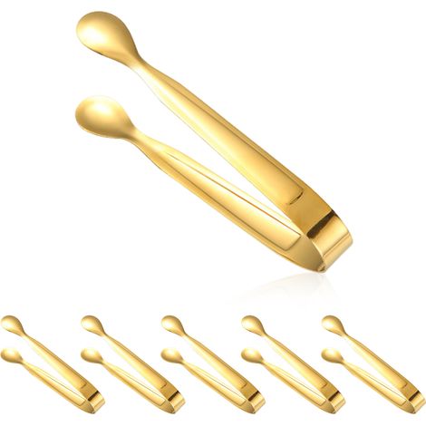 6 pinzas para azúcar, acero inoxidable, 11 cm, resistentes a la corrosión, aptas para lavavajillas, cocina, bar, fiestas, buffet (1/5)