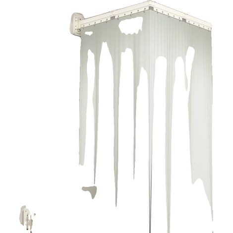 Set di tende da doccia pieghevoli, in tessuto impermeabile, con design retrattile, colore bianco - 4 pannelli (1/2)