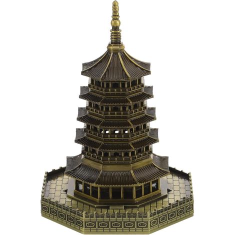 Ornement de Jardin Miniature Pagode en Alliage Bronze, Statue Décorative pour Bonsaï DIY, Modèle de Tour Leifeng Petite Décoration Extérieure pour Balcon, Cour et Micro-paysages (1/5)