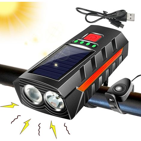 Faro De Ciclismo, Luces De Ciclismo para Montar De Noche, Luz Frontal con Altavoz, Faro Delantero de Ciclo de Alto Brillo, Accesorios de Ciclismo Impermeables para Viajes de Larga Distancia, (1/5)