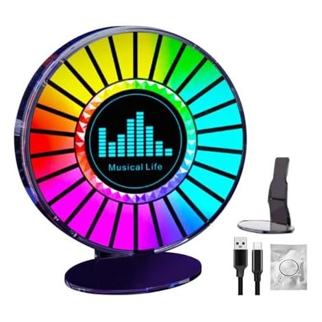 Lampe LED RGB rechargeable avec contrôle sonore, changement de couleur, application de contrôle, éclairage rythmique synchrone Idéale pour voiture, jeux vidéo et fêtes (1/5)