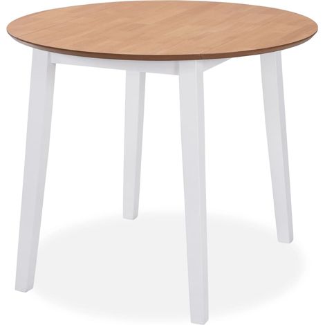Ensemble de salle à manger 5 pcs Meubles de salle à manger MDF et hévéa Blanc (1/5)