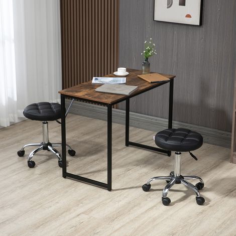 Set di 2 sgabelli con ruote regolabili in altezza, similpelle nera, Ø35,5 x 48-63 cm (1/5)