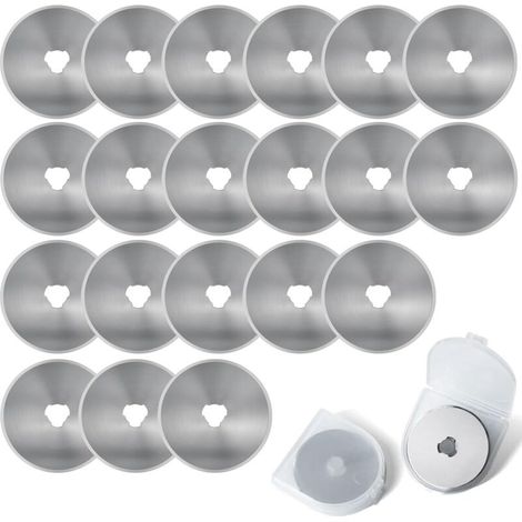 20 Pièces Lame Rotatives de 45 mm Lames de Rechange pour Cutter Lames Rondes avec Étui de Rangement pour Quilting Papier Tissu Scrapbooking Couture Coupe-Tissu