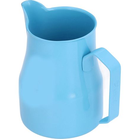 Mousseur à lait avec bec verseur olécrânien, motif tête de mort, acier inoxydable, 550 ml, bleu (1/5)