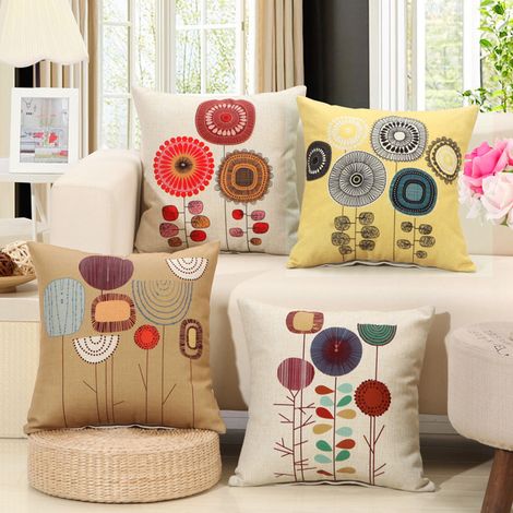 Housse de coussin décorative en lin imprimé numérique, coussin de canapé, coussin de dossier (1/5)