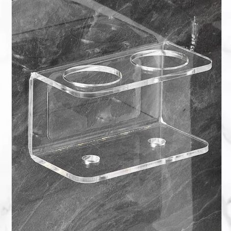 Transparenter Zahnbürstenhalter fürs Badezimmer, 10 x 5,5 x 5,7 cm, Acryl-Wandhalterung, kein Bohren erforderlich. (1/5)
