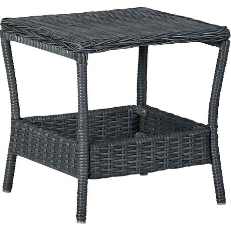 Gartentisch Dunkelgrau 45x45x46,5 cm Poly Rattan