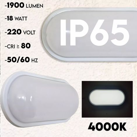Applique Plafoniera LED Bianca da Esterno 18W Impermeabile 4000k