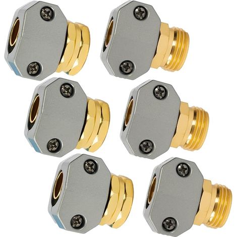 Kit de reparación de mangueras de jardín, 3 juegos de conectores macho y hembra para mangueras de jardín, apto para conectores de 5/8" y 3/4". (1/5)