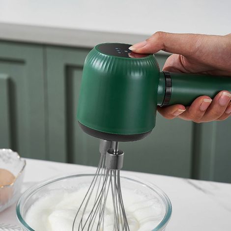[Batidora eléctrica portátil] - Batidora de mano recargable por USB con 2 varillas de acero inoxidable, batería de 1200 mAh, diseño ligero y ergonómico para masas, cremas y pasteles. (1/5)